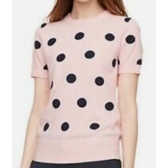 KATE SPADE SWEATER XXL PINK CASHMERE WOOL POLKA DOT SHORT SLEEVE - Picture 2 of 10